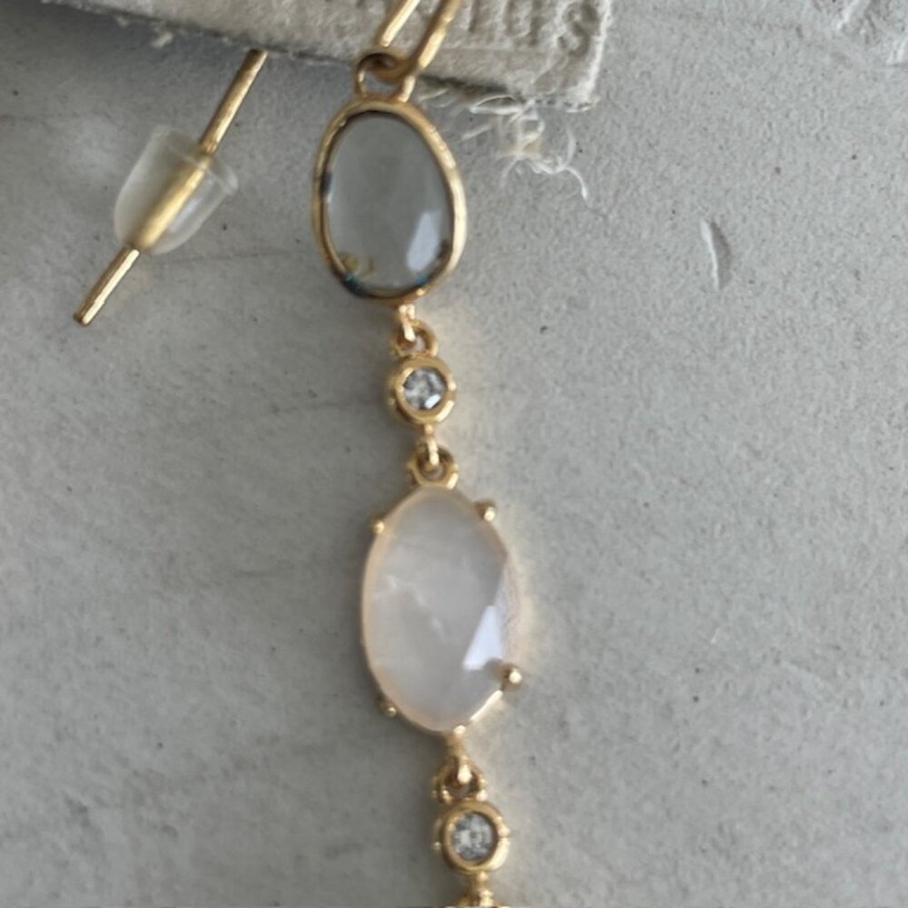 ANTHROPOLOGIE STONE DROP EARRINGS RHINESTONES NWT - Picture 4 of 7
